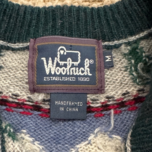 Vintage Woolrich Womens Fair Isle Mountain Button-up Wool Cardigan Sweater, sz M - Picture 2 of 14